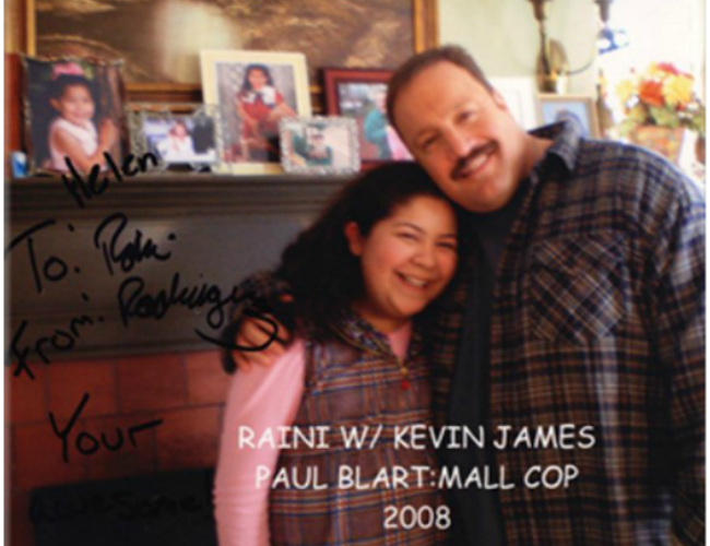 Raini Rodriguez and Kevin James on movie set of Mall Cop
