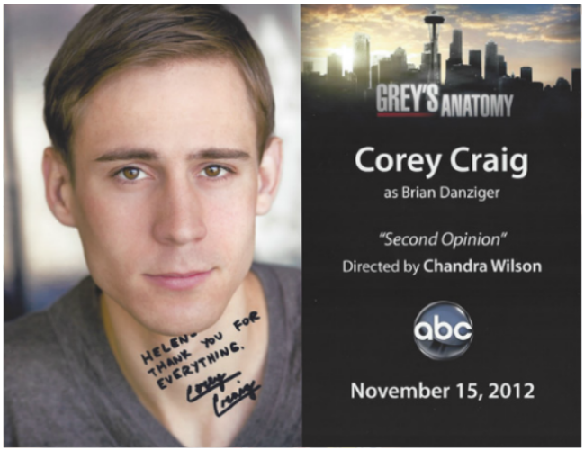 Corey Craig guest starring on Greys Anatomy