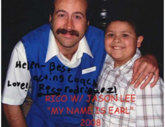 Rico Rodriguez and Jason Lee on set of My Name is Earl