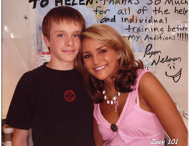 Ryan Nelson with Jamie Lynn Spears on set of Zoey 101